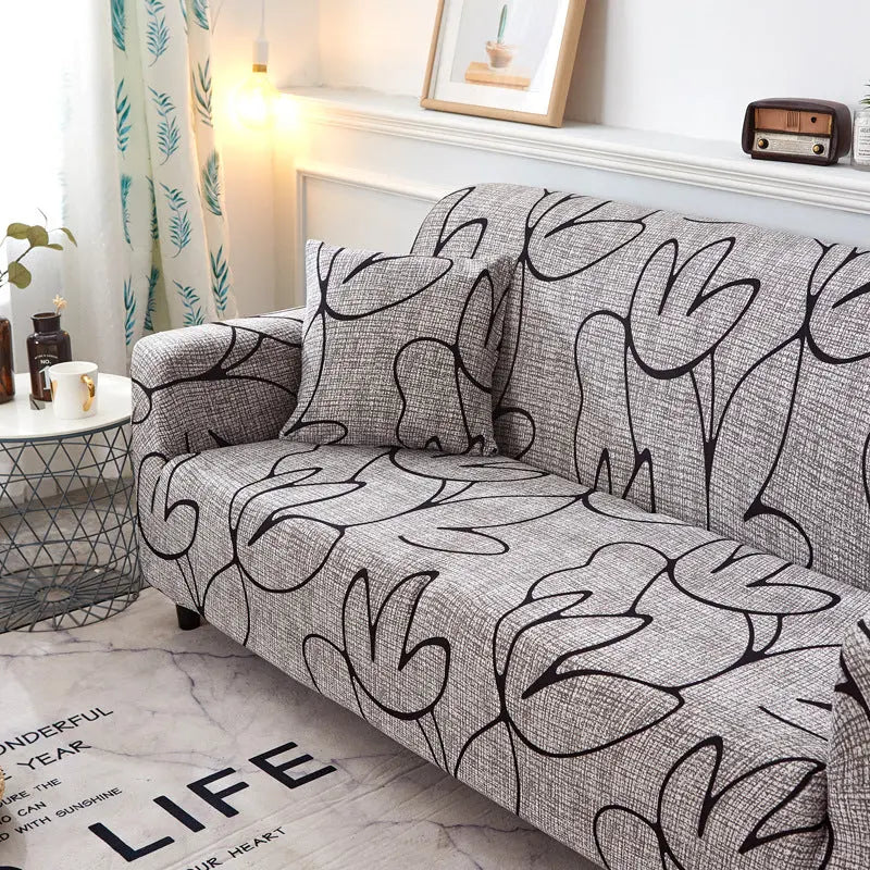 Loveseat Covers Stretchable Non-Slip LUMIERA Plain Lotus-145to185 Double