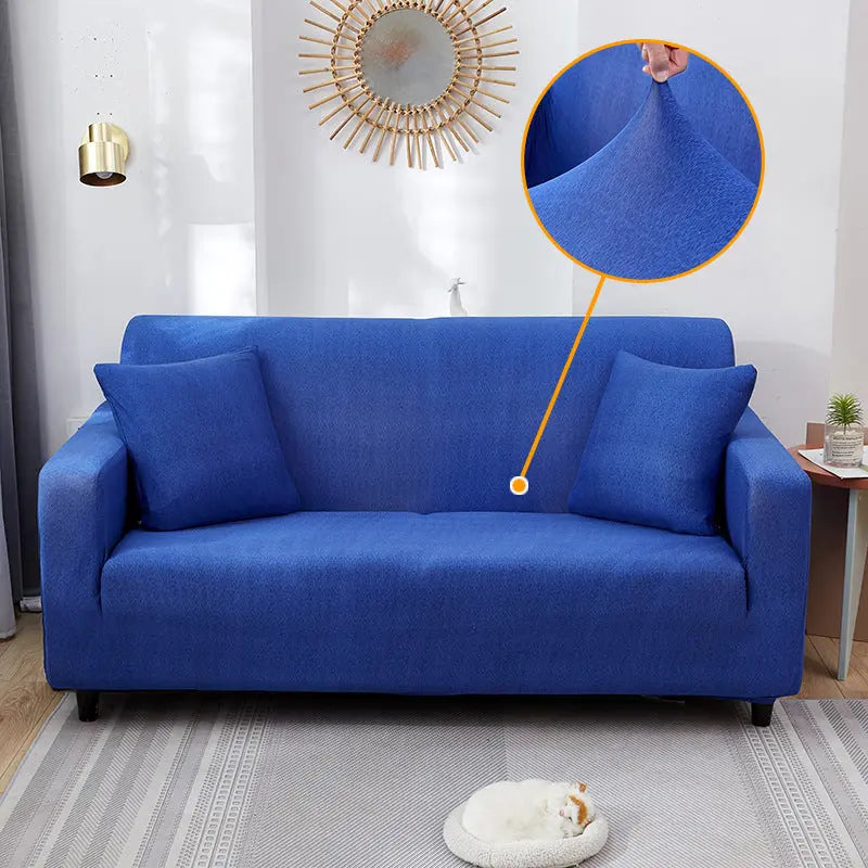 Loveseat Covers Stretchable Pet-Friendly LUMIERA Blue-Pillow