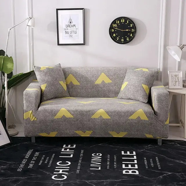 Loveseat Covers Stretchable Polyester AURELIA Khaki-3 seat