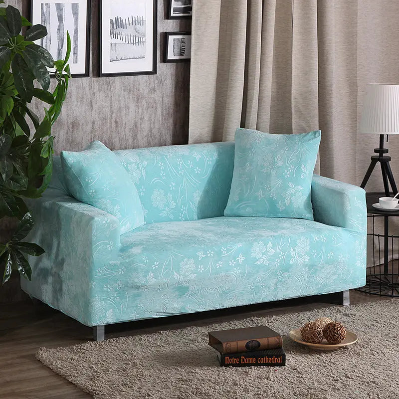 Loveseat Covers Stretchable Polyester Élanie Light blue-Double