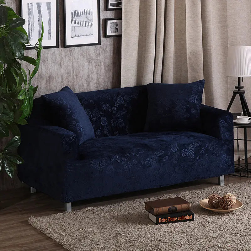 Loveseat Covers Stretchable Polyester Élanie Navy-Double