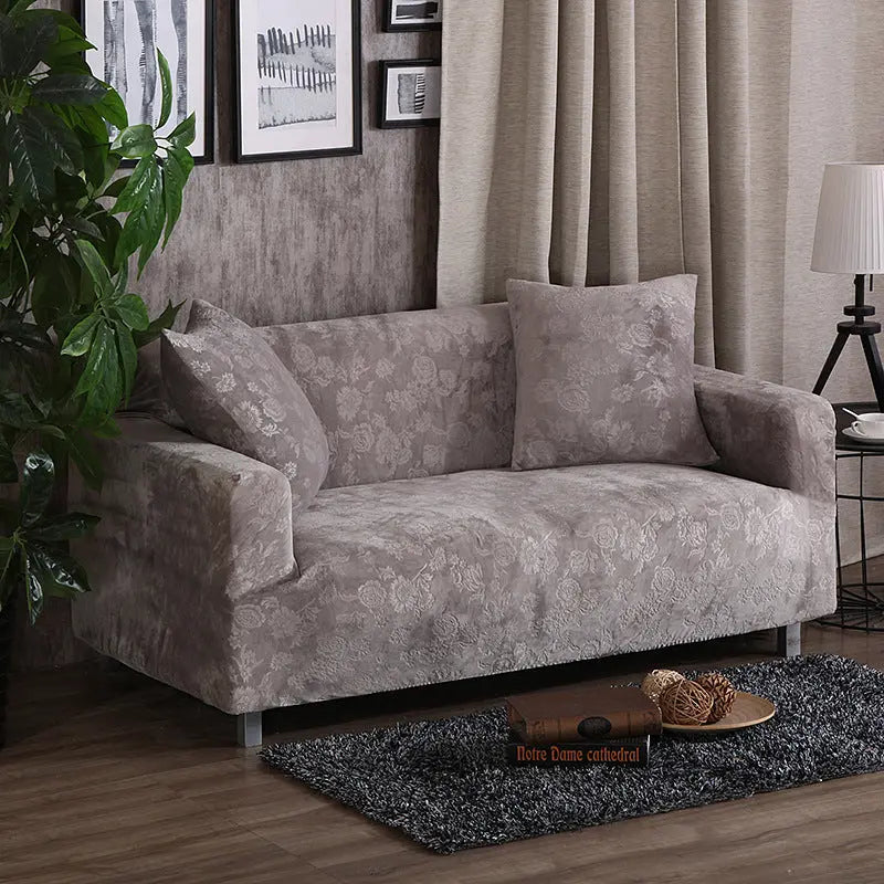Loveseat Covers Stretchable Polyester Élanie Silver gray-Double