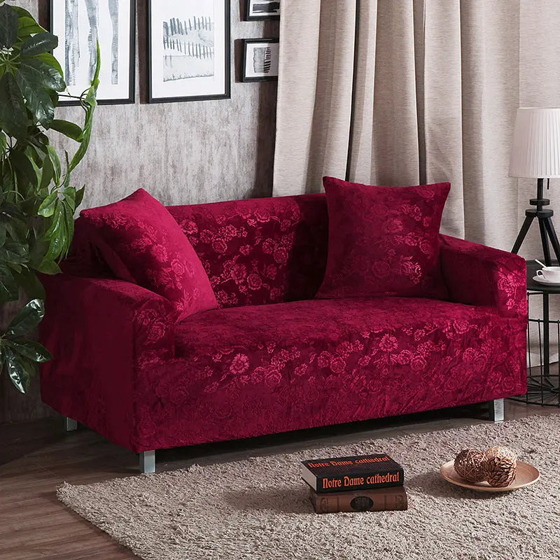 Loveseat Covers Stretchable Polyester Élanie Wine red-Individual