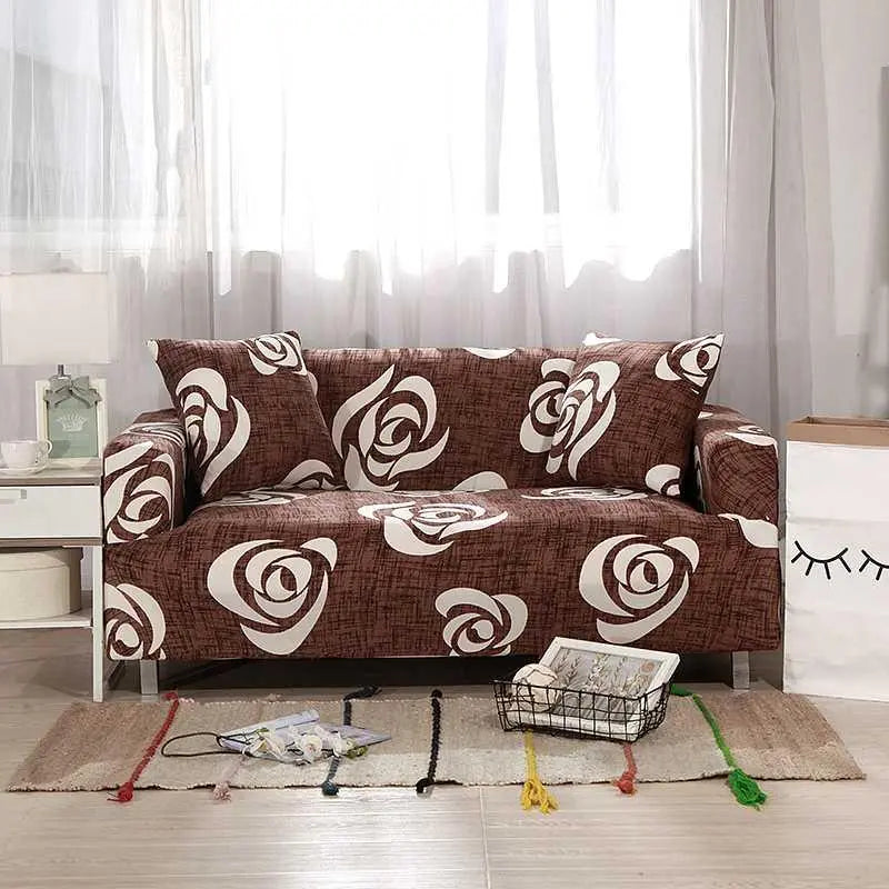 Loveseat Covers Stretchable Polyester FLORELLE 2 style-3 seat