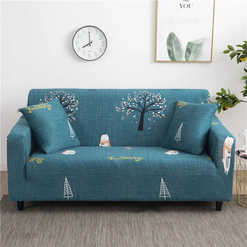 Loveseat Covers Stretchable Polyester LUMIERE Pachira Macrocarpa-Three Seat Sofa Cover