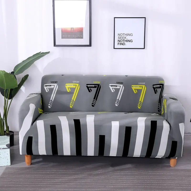 Loveseat Covers Stretchable Polyester LUMIERE Sunday-Three Seat Sofa Cover