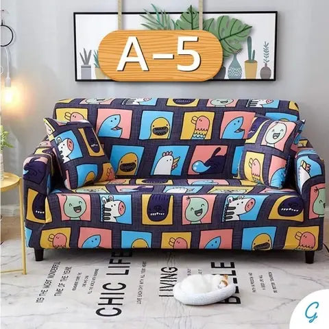 Loveseat Covers Stretchable Printed Éclatia A5-4 seat 2pillows