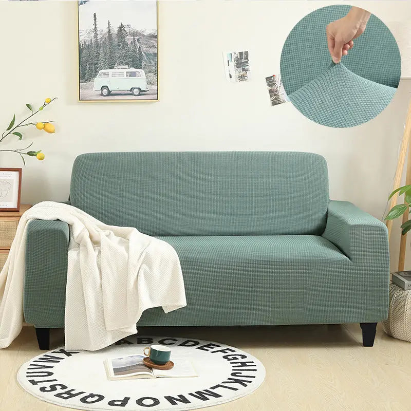 Loveseat Covers Waterproof Knitted Éclara Matcha green-Four people
