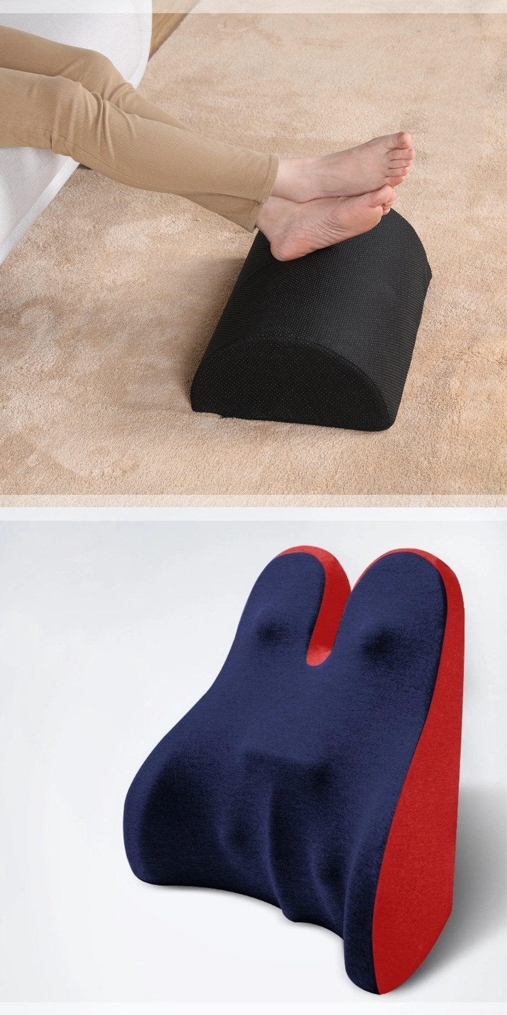 Memory Foam Lumbar Support Élania Navy blue strap-40X20X10