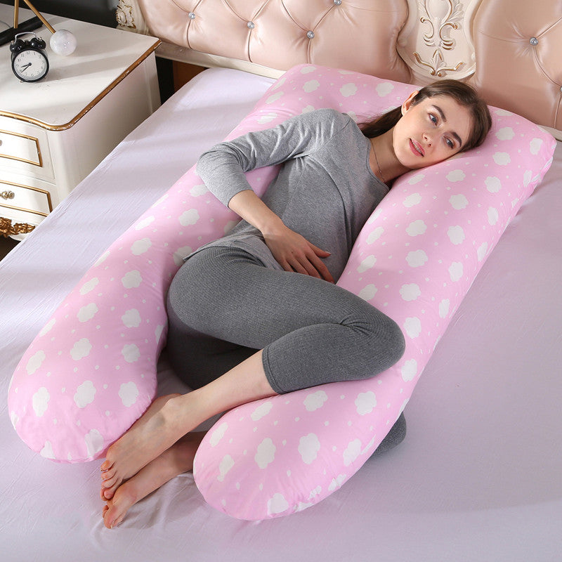 Memory Foam Pillow Cotton Maternity U-Shape LUNÉA Pink clouds-70x130cm