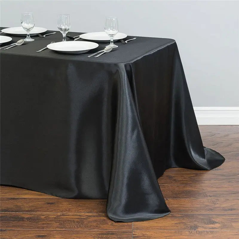 Outdoor Table Cover Satin Party LUMINAIRE Black-145x145cm