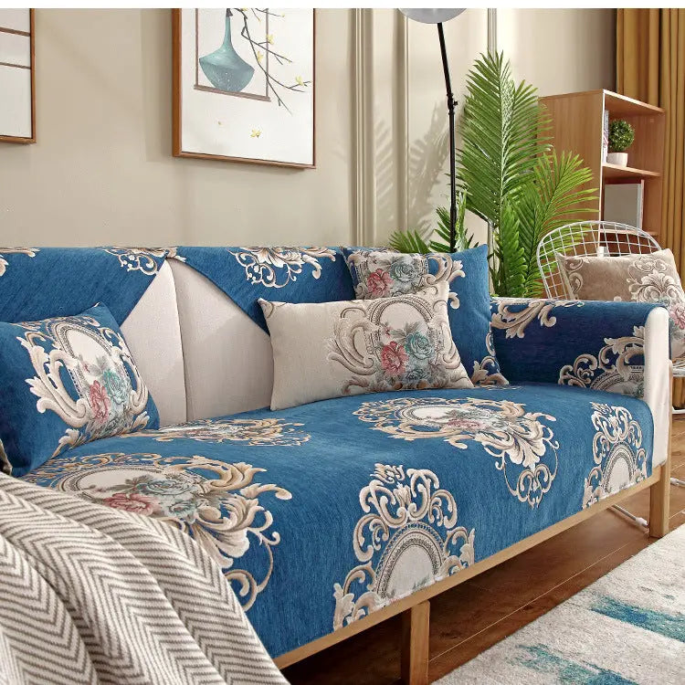 Pet Protection Cover Chenille Non-Slip CHENEAU 90X210CM-Peacock blue