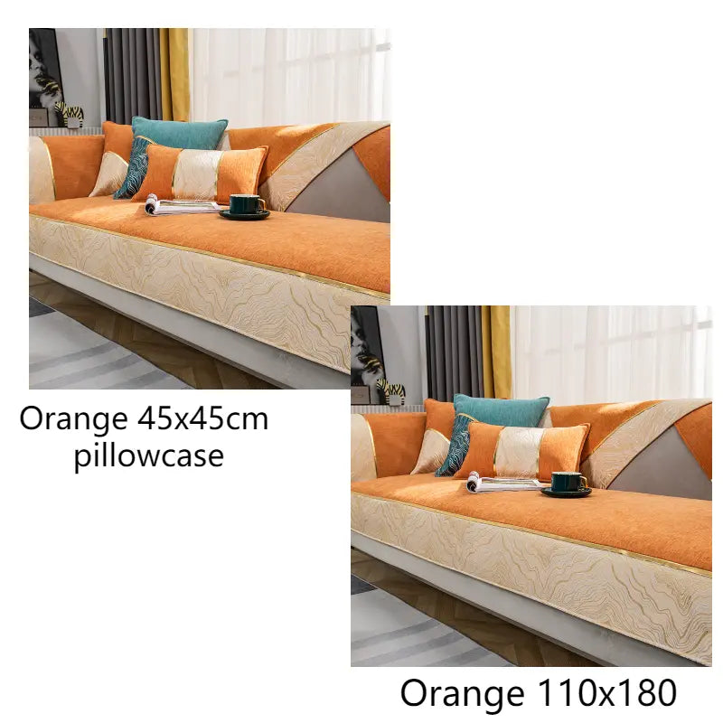 Pet Protection Cover Chenille Striped LUMIÈRE Orange Suit A-110x180
