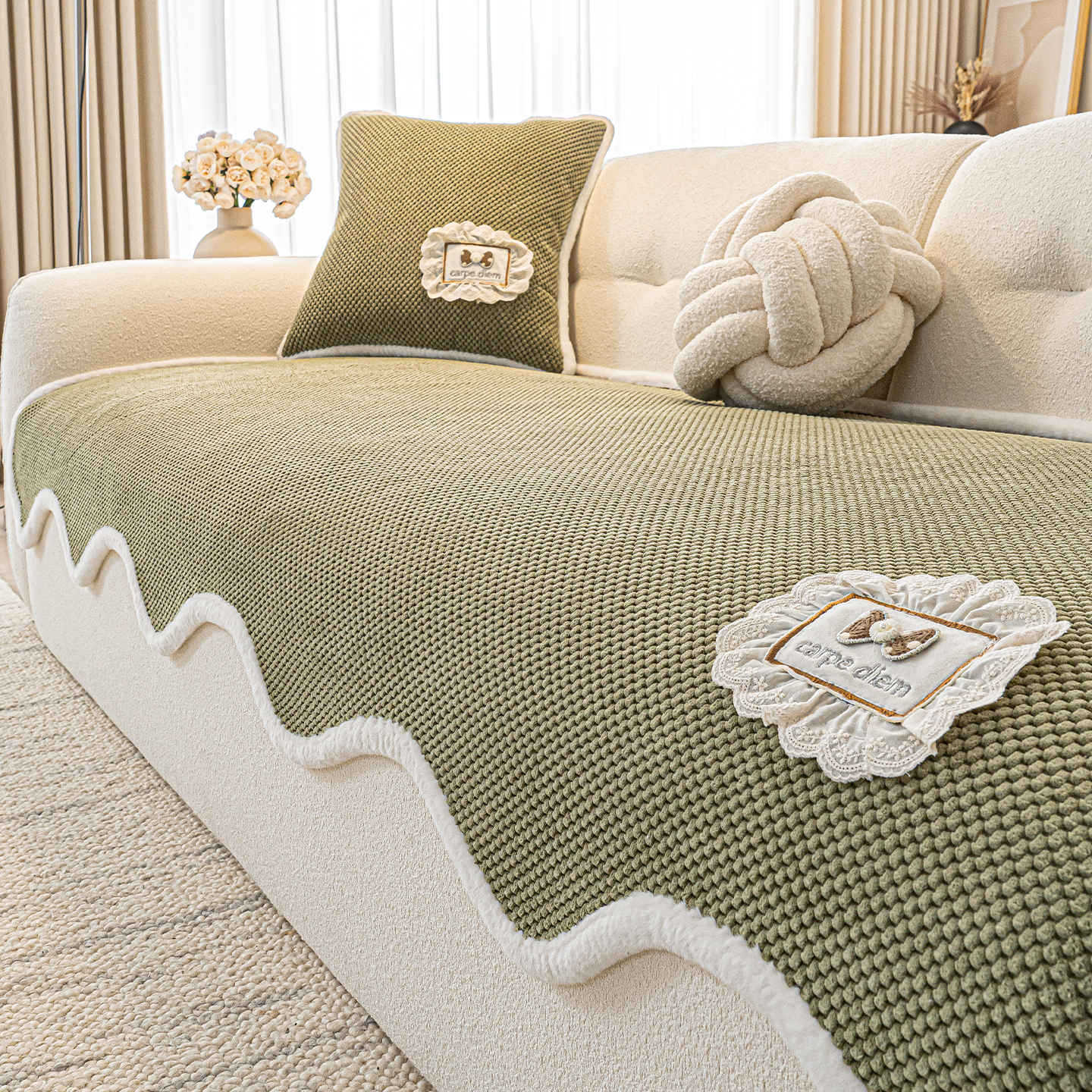 Pet Protection Cover Corduroy Anti-Slip PARISIEN Army Green-90X320cm