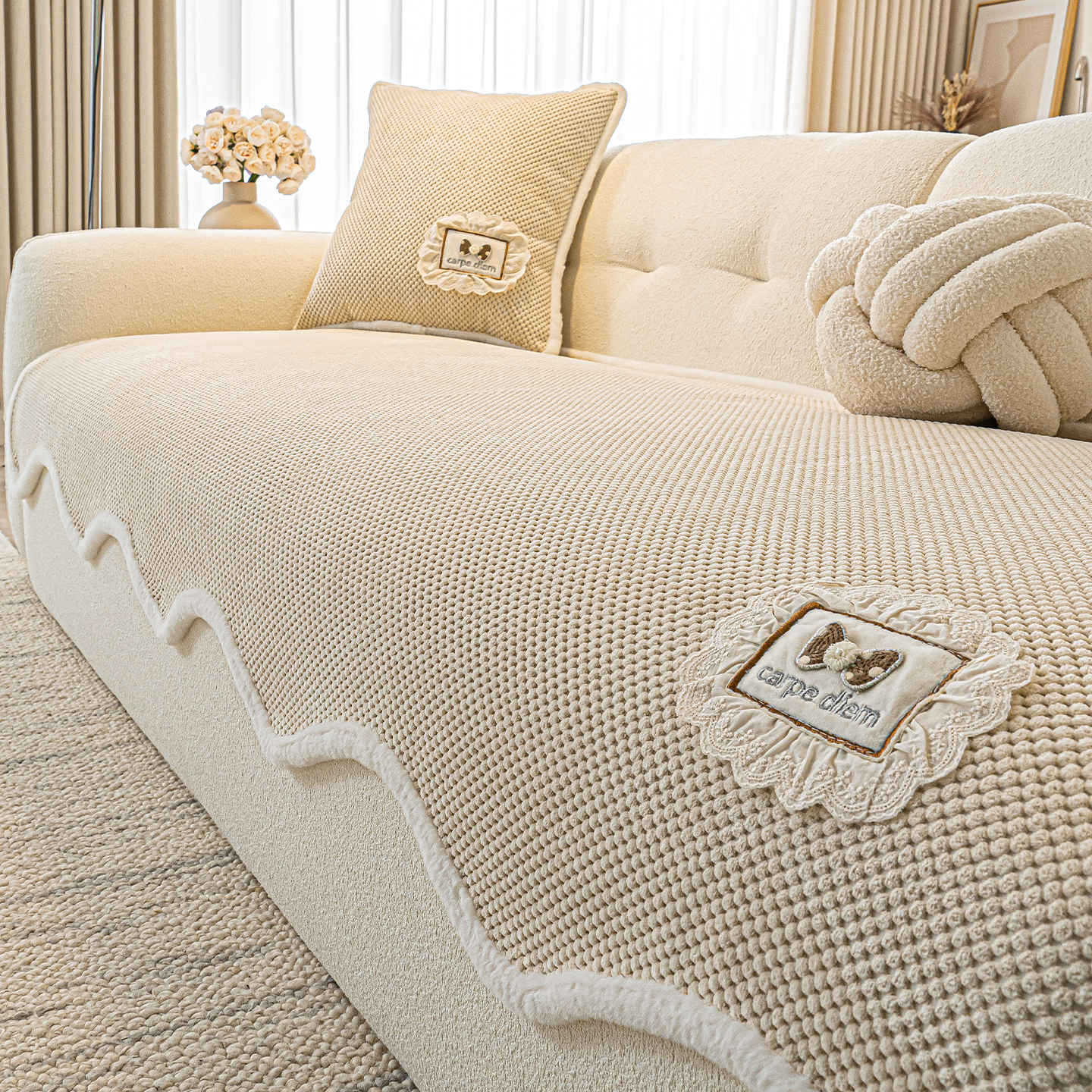 Pet Protection Cover Corduroy Anti-Slip PARISIEN Beige-90X300cm