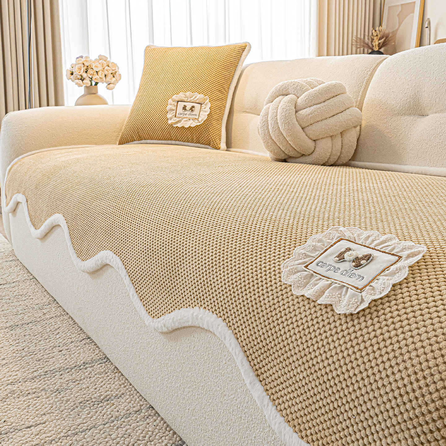 Pet Protection Cover Corduroy Anti-Slip PARISIEN Light Coffee-90X240cm