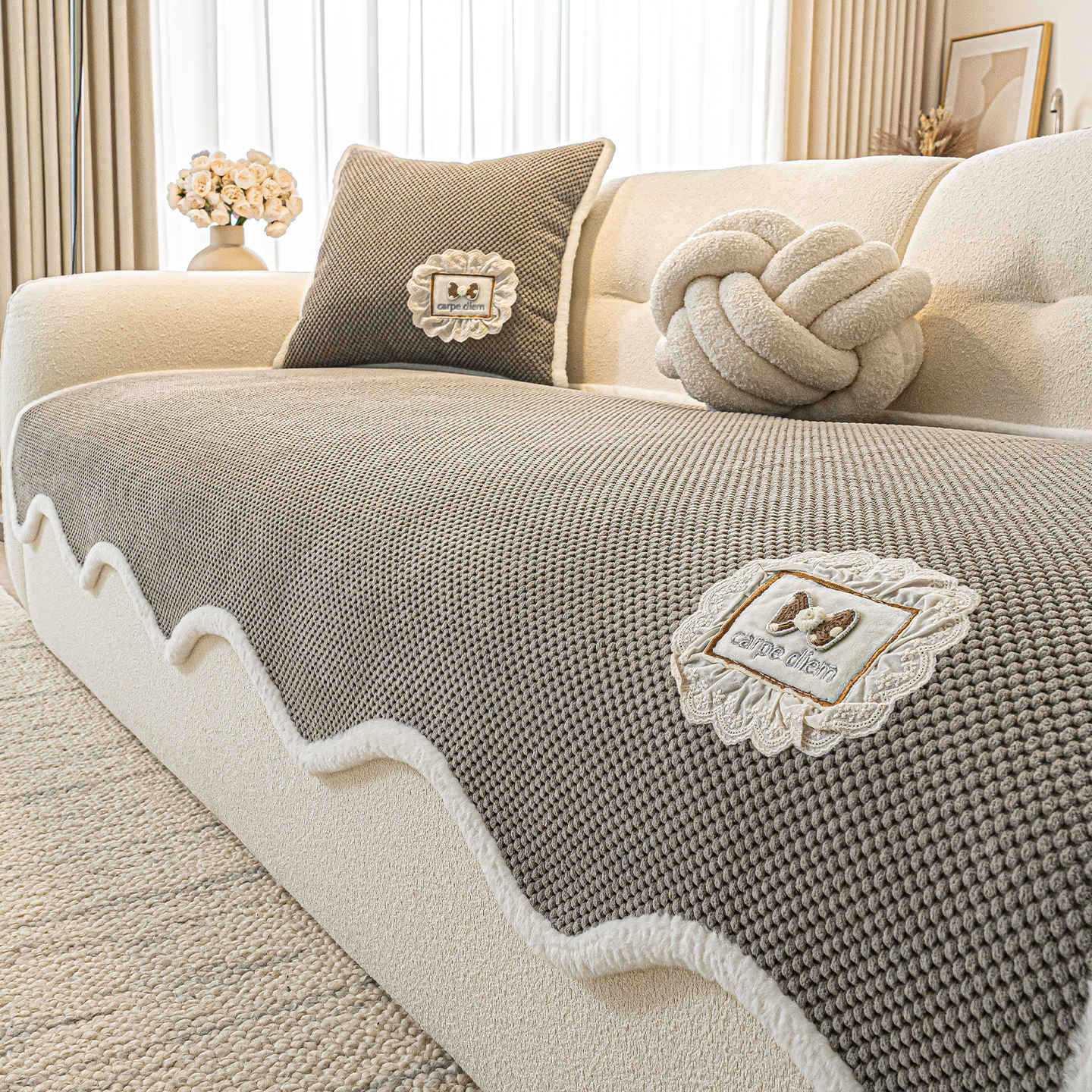 Pet Protection Cover Corduroy Anti-Slip PARISIEN Medium Gray-90X320cm