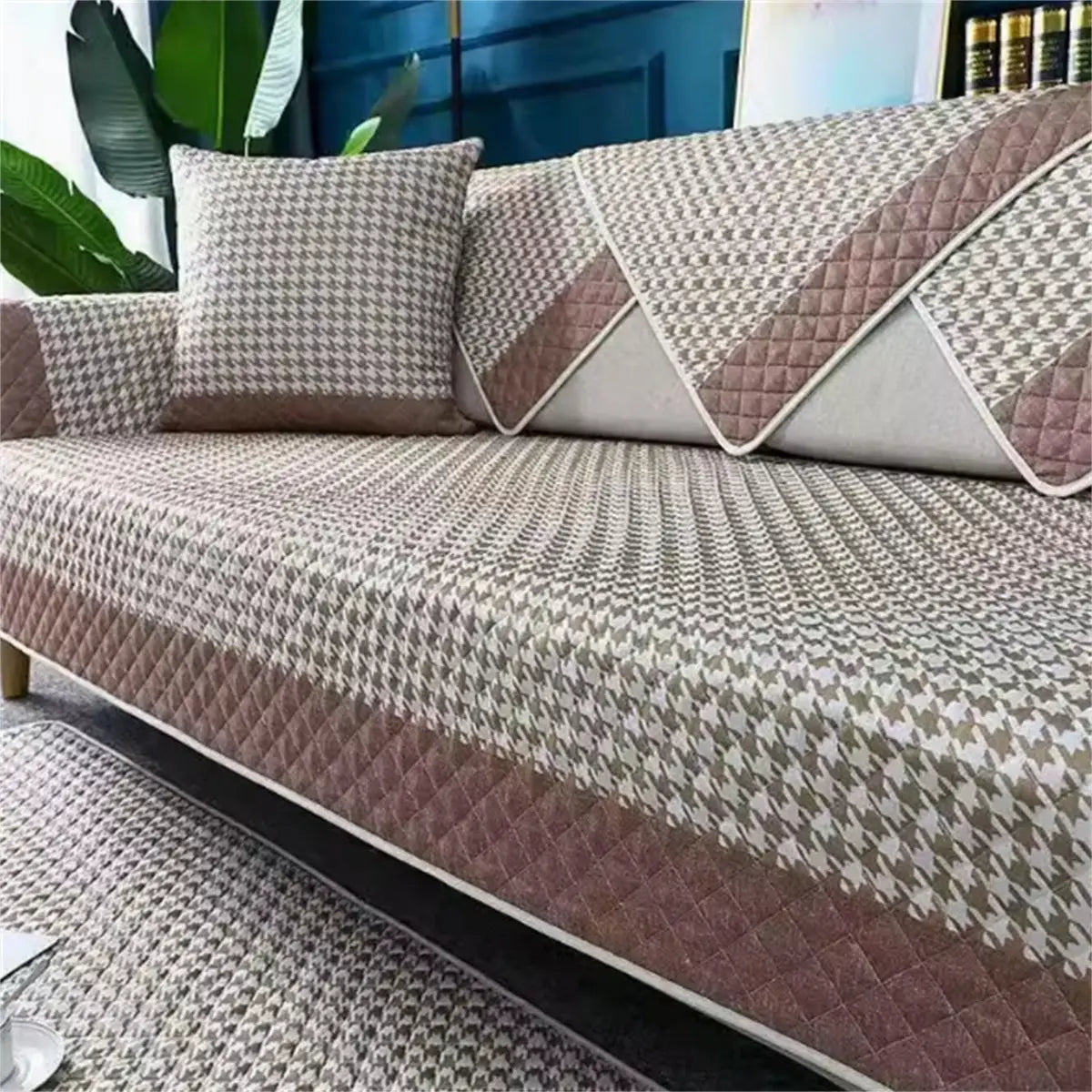 Pet Protection Cover Cotton Non-Slip CHERIE Houndstooth brownn-90x120cm