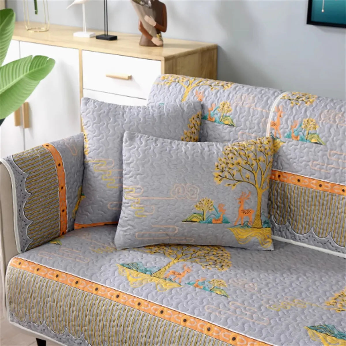 Pet Protection Cover Cotton Non-Slip CHERIE Lucky deer gray-90x120cm