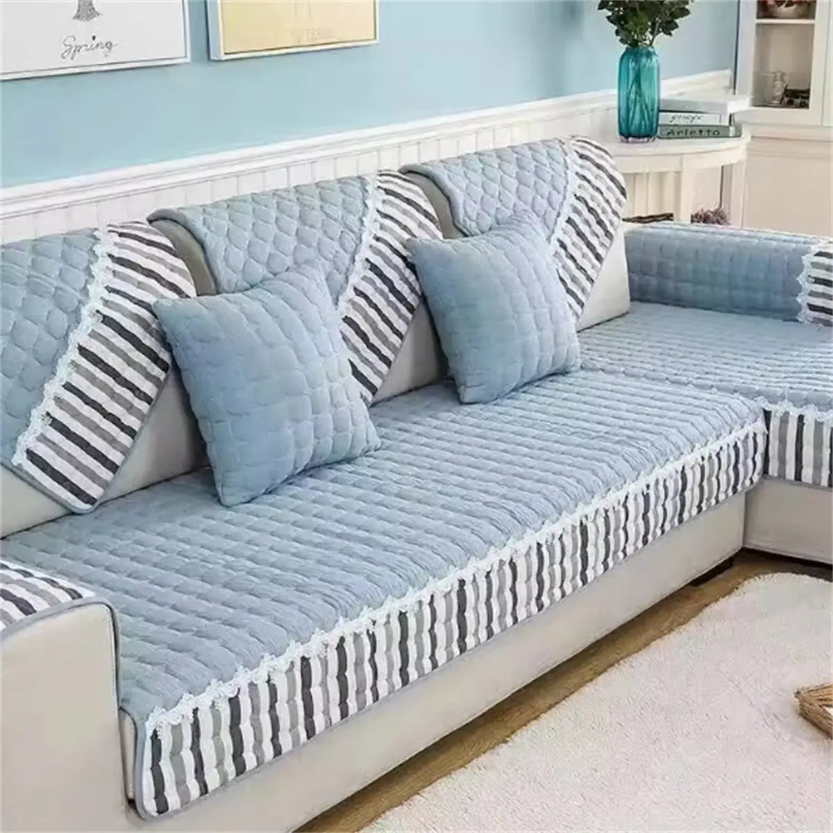 Pet Protection Cover Cotton Non-Slip CHERIE Striped blue-90x120cm