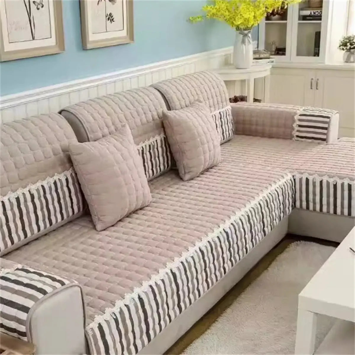 Pet Protection Cover Cotton Non-Slip CHERIE Striped brown-90x120cm