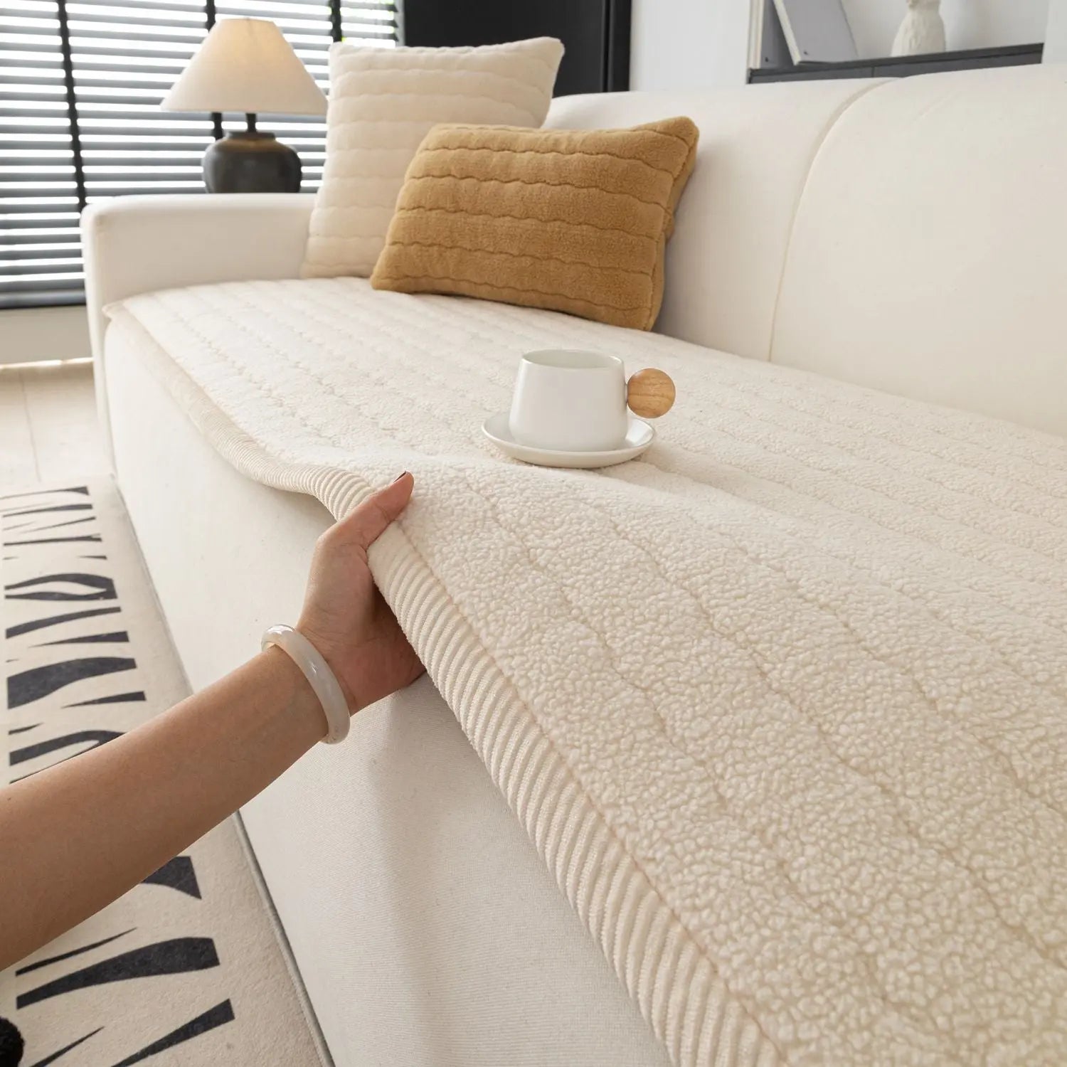 Pet Protection Cover Plush Non-Slip Lavoux White-70x150cm