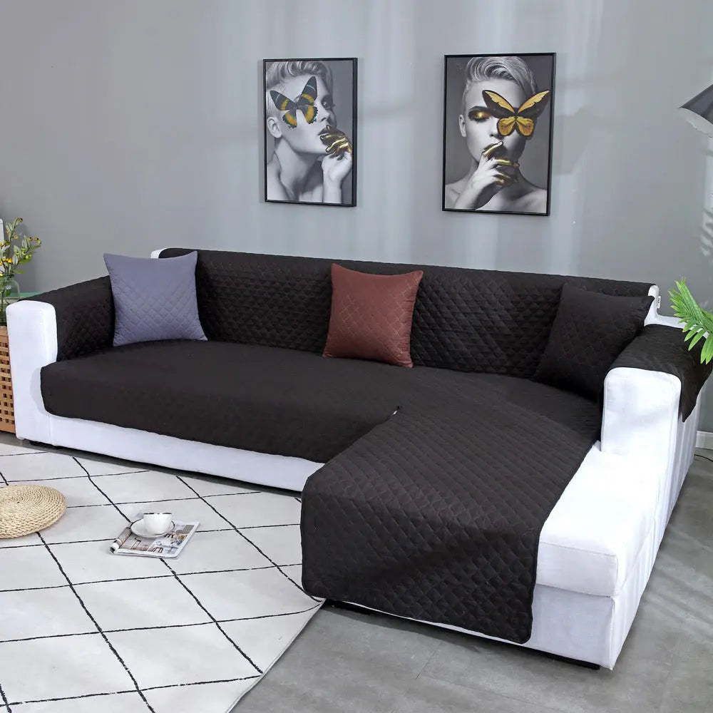 Pet Protection Cover Waterproof Quilted CHERIE Sofa cover black-Double seat 137x190cm