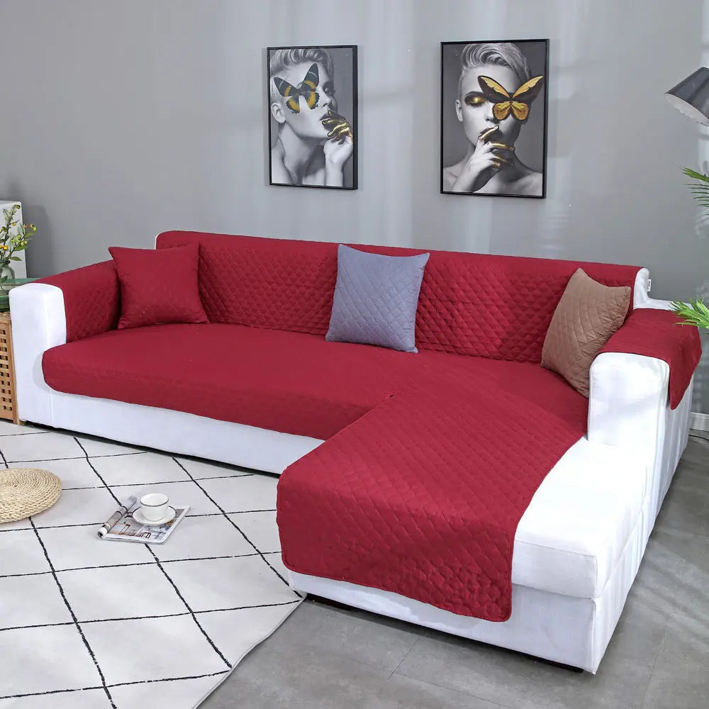 Pet Protection Cover Waterproof Quilted CHERIE Sofa cover wine red-Four persons 198x190cm