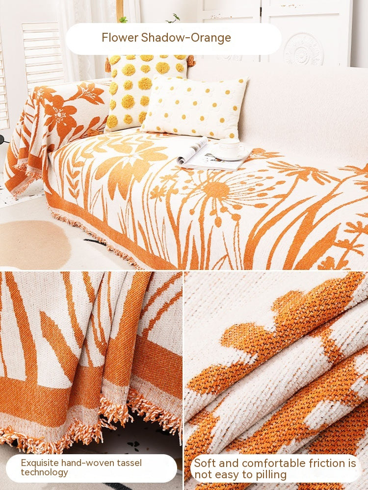 Pet Throw Chenille Floral Aurore Orange-180x130cm