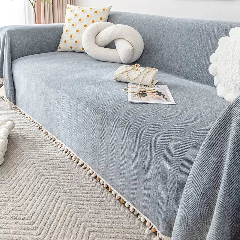 Pet Throw Chenille Herringbone Cozy LUMIERA Dark Gray-180x400
