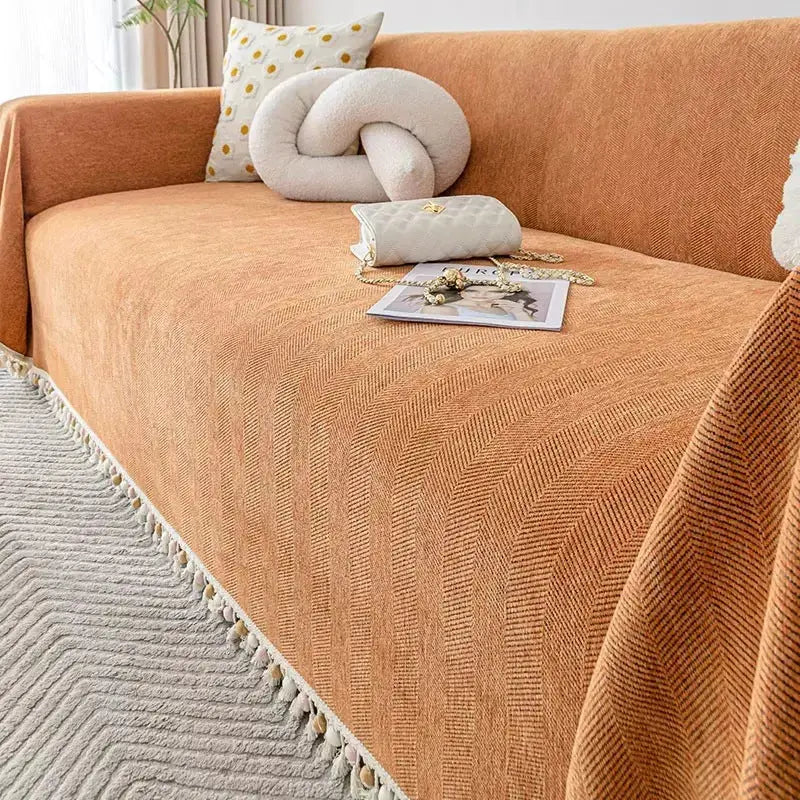 Pet Throw Chenille Herringbone Cozy SERENA Orange Red-180x300