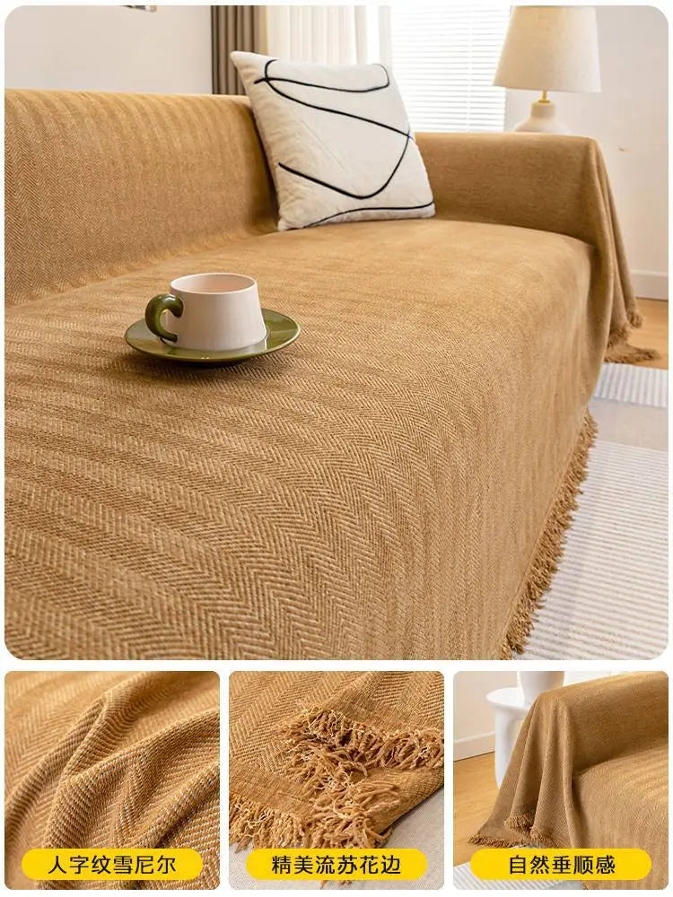 Pet Throw Chenille Protective LUMIÈRE Cream coffee-180x230cm