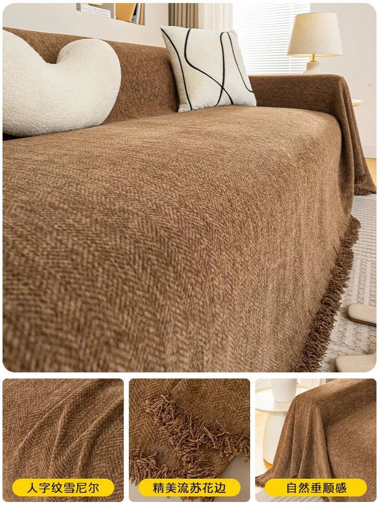 Pet Throw Chenille Protective LUMIÈRE Dark brown coffee-180x260cm