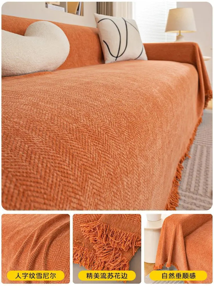 Pet Throw Chenille Protective LUMIÈRE Vitality Orange-180x230cm