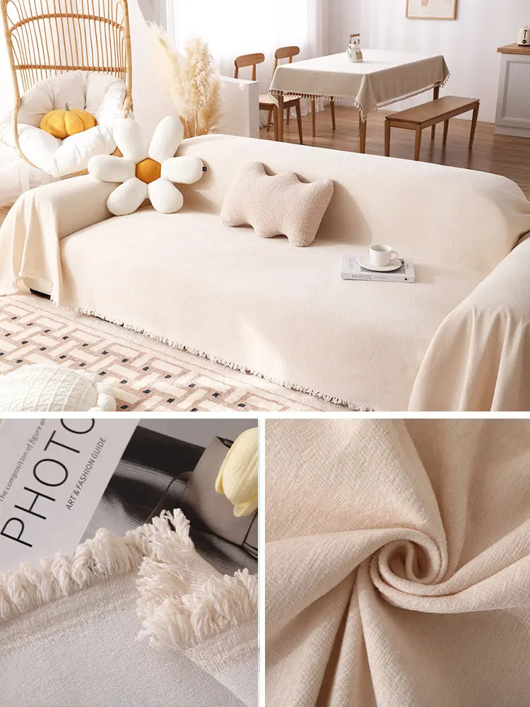 Pet Throw Chenille Sofa Protector MIRELLE Yb Youyun Creamy White-180X400cm