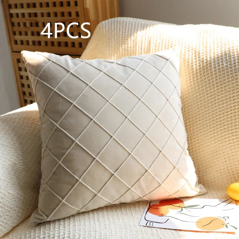 Pillow Cover Velvet Quilted Veloura D6-30x50cm-4pcs
