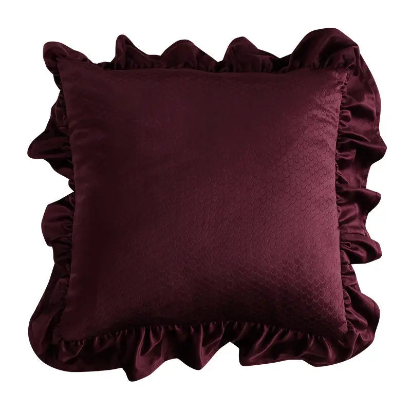 Pillow Cover Velvet Ruffle Mignoné D-Pillowcase