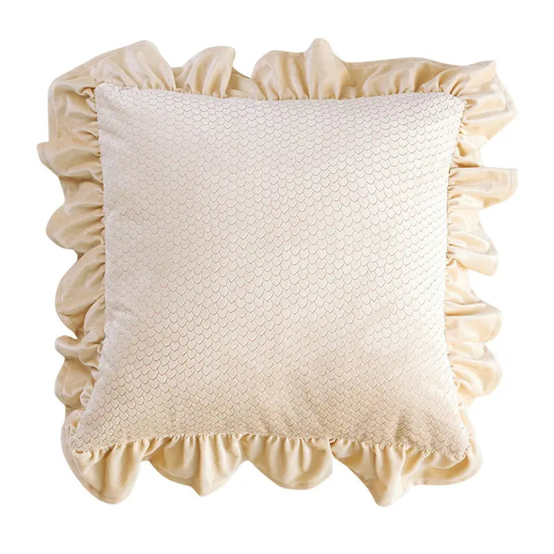 Pillow Cover Velvet Ruffle Mignoné H-Pillowcase