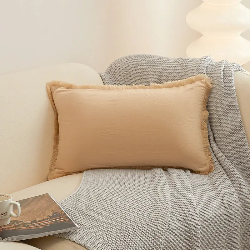 Pillow Cover Washed Cotton Minimalist LUMINAIRE Apricot Ice Cream-45X45cm
