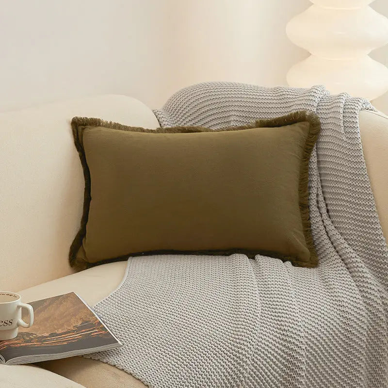 Pillow Cover Washed Cotton Minimalist LUMINAIRE Moss Green-50X50cm
