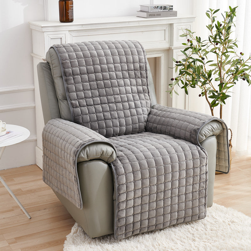 Recliner Chair Cover Plush Cozy PELUCHEX Grey-116x190CM