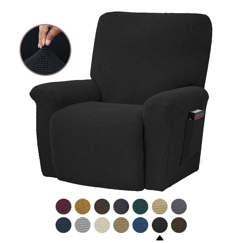 Recliner Chair Covers Fleece Stretch Virelle Black