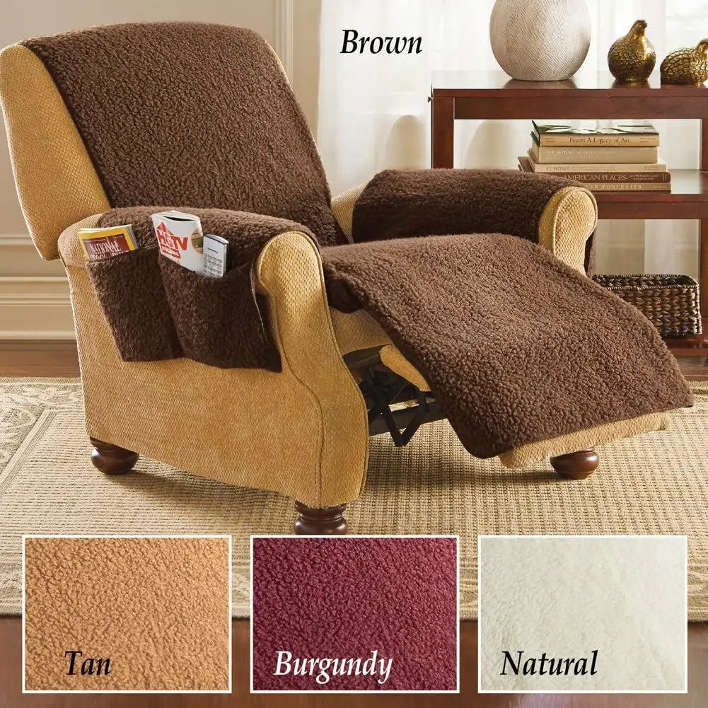 Recliner Chair Covers Lambswool Cozy LUMIÈRE Lambswool Coffee-Seat Width 55CM