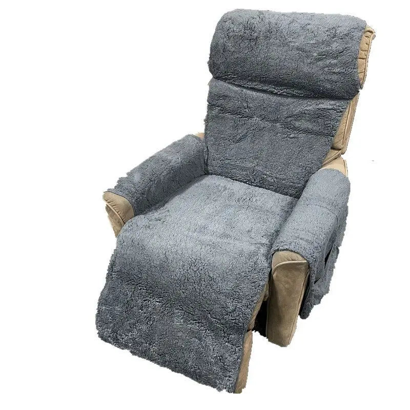 Recliner Chair Covers Lambswool Cozy LUMIÈRE Lambswool Dark Gray-Seat Width 71CM