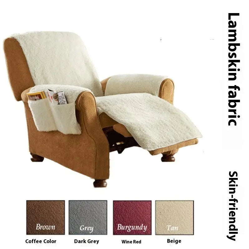 Recliner Chair Covers Lambswool Plush LUMIERA Lambswool Beige-Seat Width 71CM