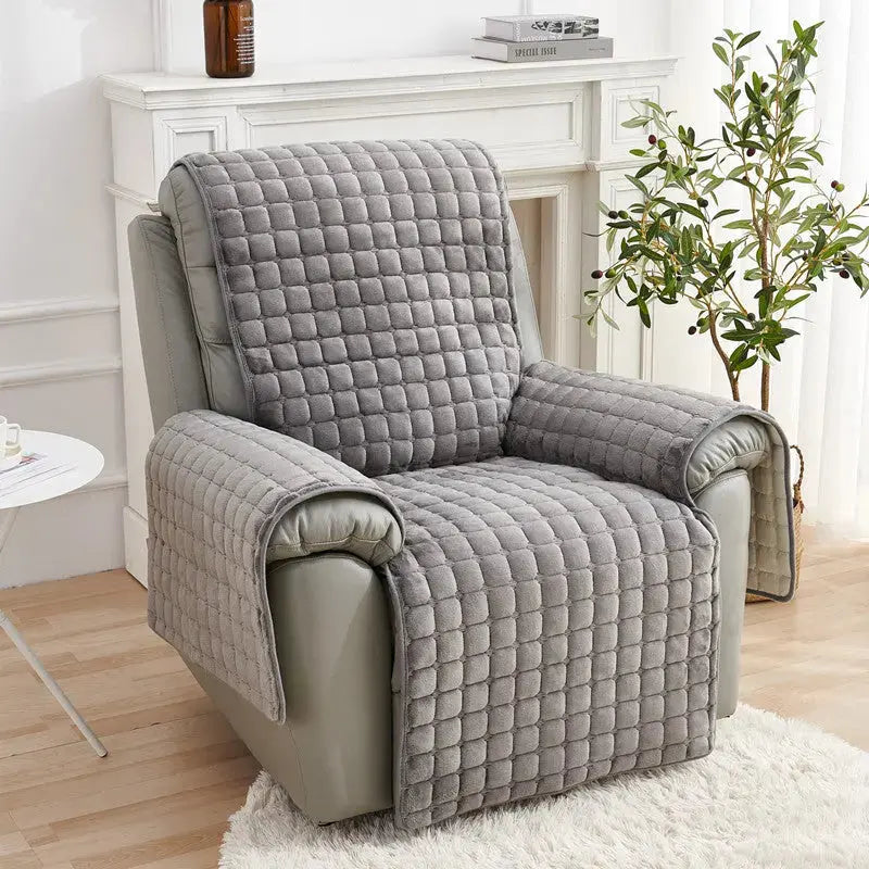 Recliner Chair Covers Plush Cozy LUMIERE Grey-167x190CM