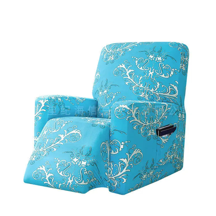 Recliner Chair Covers Stretch Printed Eclaire Blue-One size