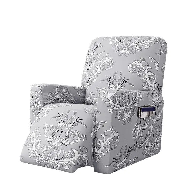 Recliner Chair Covers Stretch Printed Eclaire Grey-One size