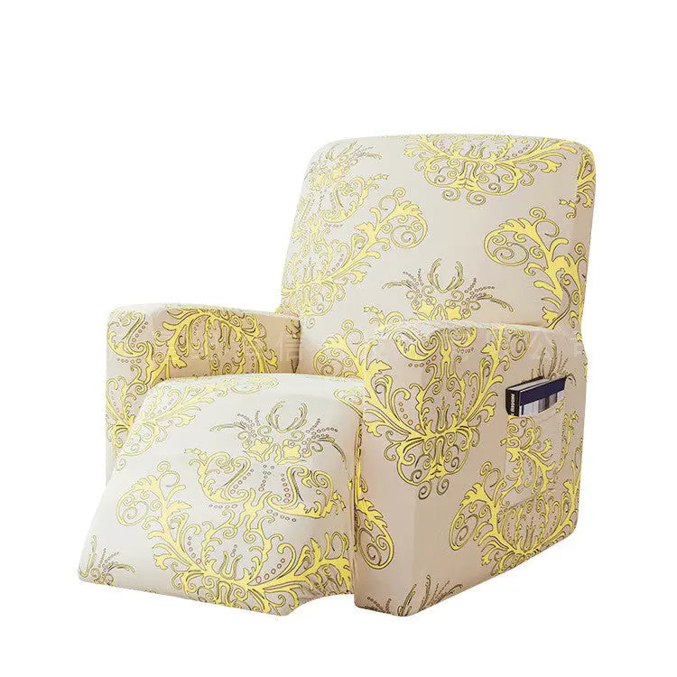 Recliner Chair Covers Stretch Printed Eclaire Yellow-One size