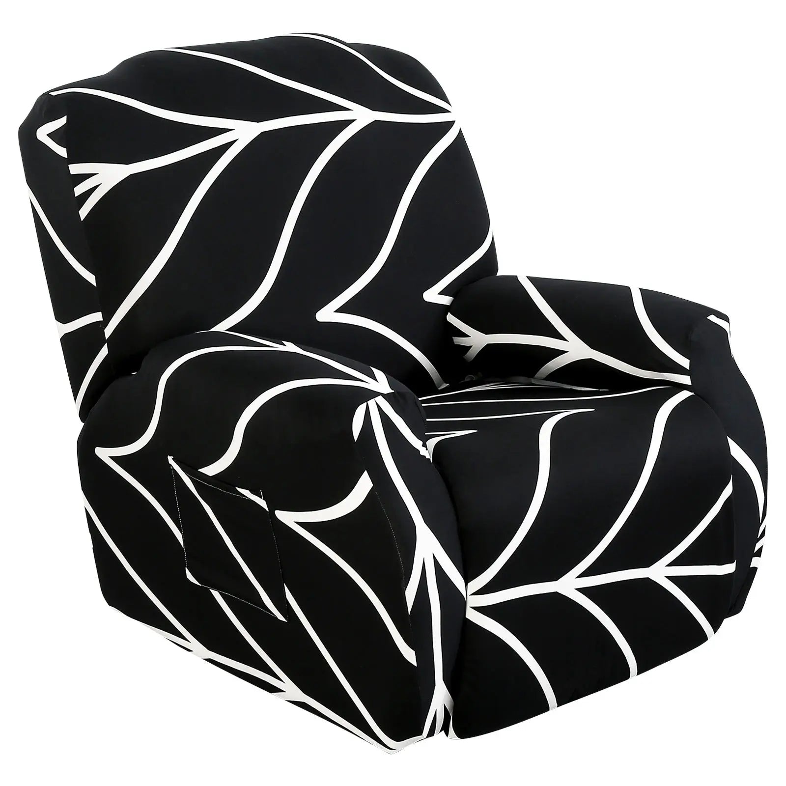 Recliner Chair Covers Stretchable Pet-Friendly LUNETTE Black style-Chivas Single